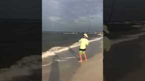 Mexico Beach Pickleball goes surf fishing!  Bluefish on every cast!